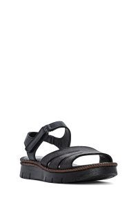 صندل زنانه مشکی چرم بندی راحتی دری مد