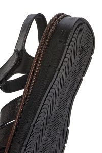 صندل زنانه مشکی چرم بندی راحتی دری مد