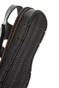 صندل زنانه مشکی چرم بندی راحتی دری مد