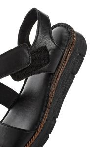 صندل زنانه مشکی چرم بندی راحتی دری مد