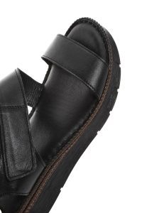 صندل زنانه مشکی چرم بندی راحتی دری مد