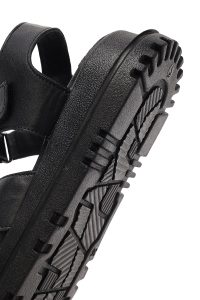 صندل زنانه مشکی چرم تخت بندی دری مد