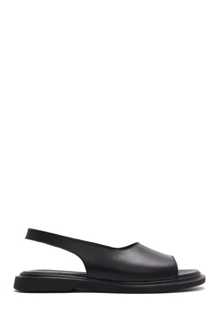 صندل زنانه مشکی چرم دری مد