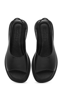 صندل زنانه مشکی چرم دری مد