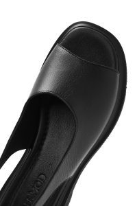 صندل زنانه مشکی چرم دری مد