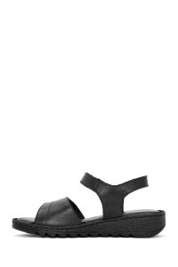 صندل زنانه مشکی چرم راحتی بنددار دری مد