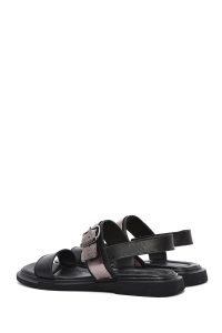 صندل زنانه مشکی چرم سگک‌دار دری مد