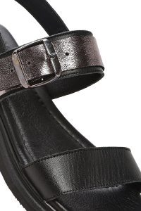 صندل زنانه مشکی چرم سگک‌دار دری مد