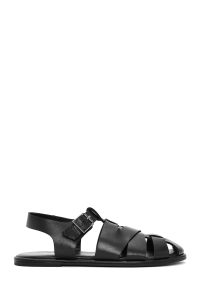 صندل زنانه مشکی چرم سگک‌دار دری مد