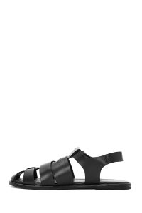 صندل زنانه مشکی چرم سگک‌دار دری مد