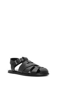 صندل زنانه مشکی چرم سگک‌دار دری مد