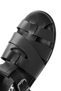 صندل زنانه مشکی چرم سگک‌دار دری مد