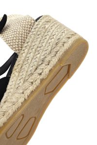 صندل زنانه مشکی چرم و جیر بنددار لژدار اسپادریل دری مد