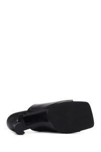 صندل زنانه مشکی چرم پاشنه‌دار دری مد