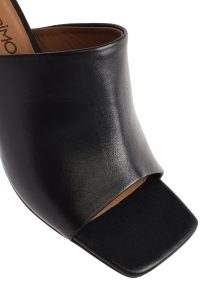 صندل زنانه مشکی چرم پاشنه‌دار دری مد