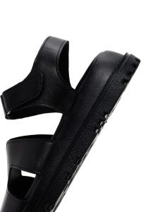 صندل زنانه مشکی چرمی راحتی دری مد