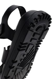 صندل زنانه مشکی چرمی راحتی دری مد