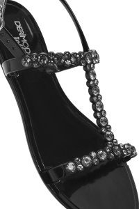 صندل زنانه مشکی ژله‌ای پشت‌باز نگین‌دار دری مد