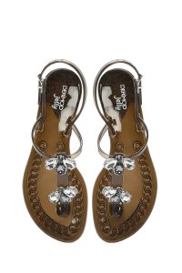 صندل زنانه مشکی ژله‌ای پشت‌باز نگین‌دار دری مد