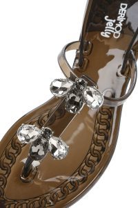 صندل زنانه مشکی ژله‌ای پشت‌باز نگین‌دار دری مد