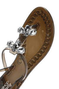 صندل زنانه مشکی ژله‌ای پشت‌باز نگین‌دار دری مد