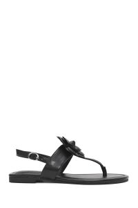 صندل زنانه مشکی گل‌دار انگشتی دری مد