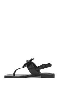 صندل زنانه مشکی گل‌دار انگشتی دری مد