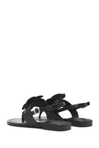 صندل زنانه مشکی گل‌دار انگشتی دری مد