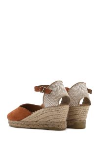 صندل زنانه نارنجی چرم و جیر بنددار لژدار اسپادریل دری مد