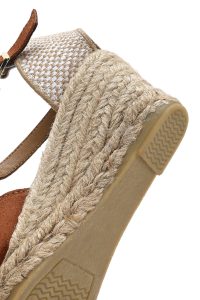 صندل زنانه نارنجی چرم و جیر بنددار لژدار اسپادریل دری مد