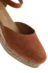 صندل زنانه نارنجی چرم و جیر بنددار لژدار اسپادریل دری مد