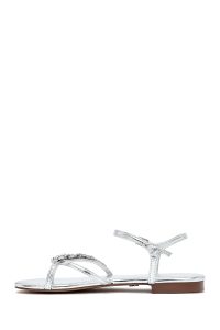 صندل زنانه نقره‌ای نگین‌دار انگشتی دری مد