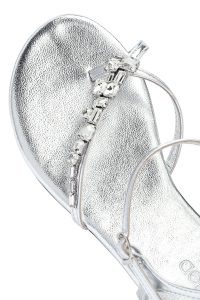 صندل زنانه نقره‌ای نگین‌دار انگشتی دری مد