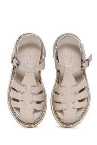 صندل زنانه ویژون بندی چرمی راحتی دری مد