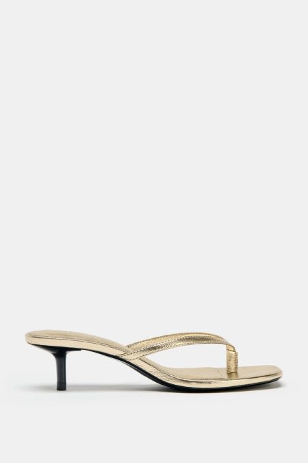 صندل زنانه پاشنه کوتاه متالیک زارا – ZARA