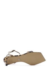 صندل زنانه پلنگی بنددار پاشنه کوتاه نازک ورنی دری مد