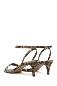 صندل زنانه پلنگی بنددار پاشنه کوتاه نازک ورنی دری مد