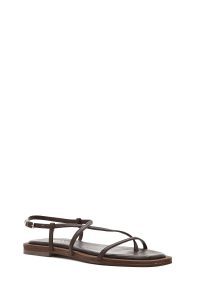 صندل زنانه چرم قهوه‌ای انگشتی دری مد