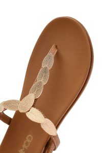 صندل زنانه چرم قهوه‌ای سگک‌دار انگشتی دری مد