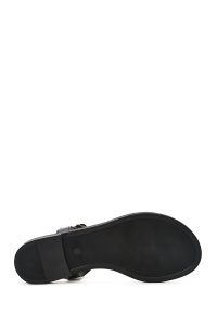 صندل زنانه چرم مشکی بنددار مچ پا انگشتی دری مد