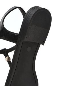 صندل زنانه چرم مشکی بنددار مچ پا انگشتی دری مد