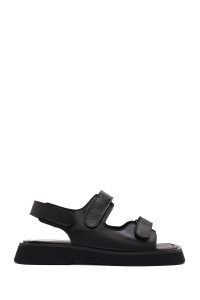 صندل زنانه چرم مشکی بندی دری مد