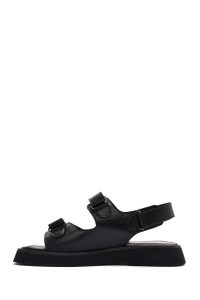 صندل زنانه چرم مشکی بندی دری مد