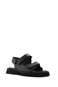 صندل زنانه چرم مشکی بندی دری مد