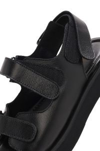 صندل زنانه چرم مشکی بندی دری مد