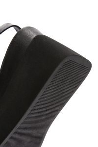 صندل زنانه چرم مشکی لژدار دری مد