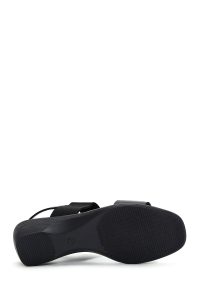 صندل زنانه چرم مشکی لژدار دری مد