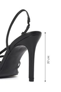 صندل زنانه چرم مشکی پاشنه‌بلند نازک دری مد