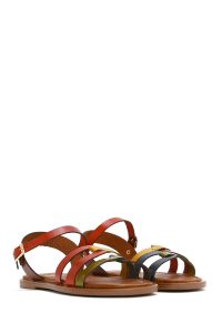 صندل زنانه چرمی رنگی مدل بدروم دری مد