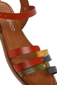 صندل زنانه چرمی رنگی مدل بدروم دری مد